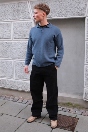 Gerade geschnittene Baumwoll-Chino - Schwarz