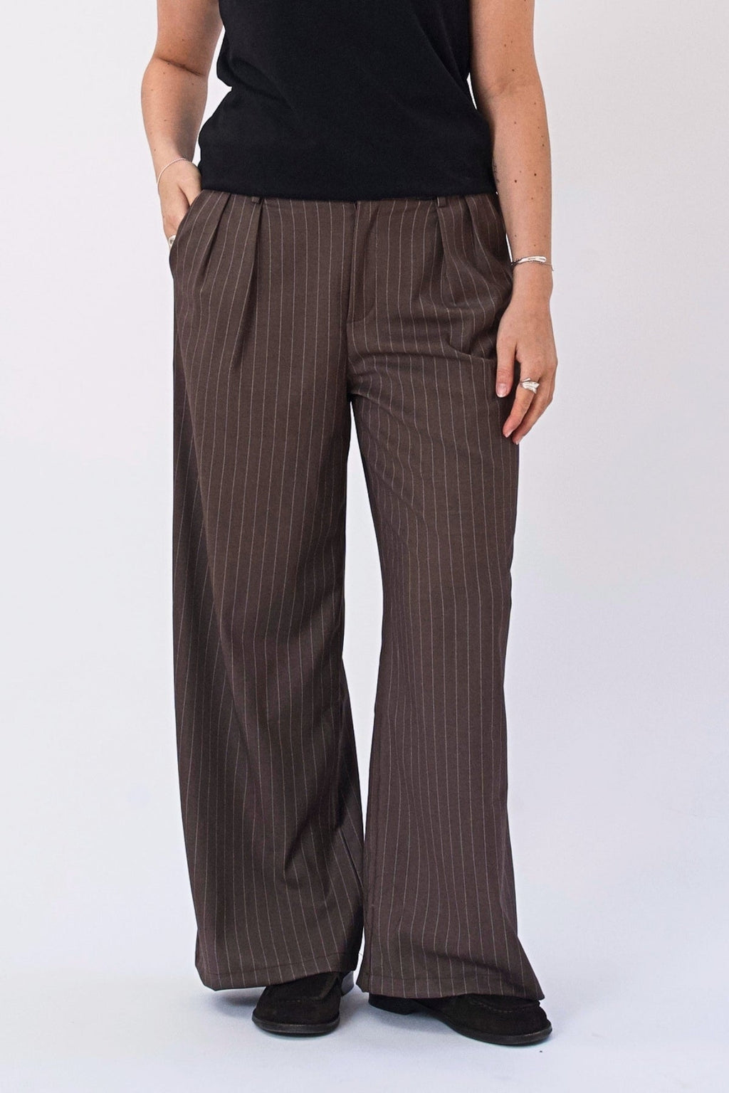 Paloma Nadelstreifen Pants - Tabak
