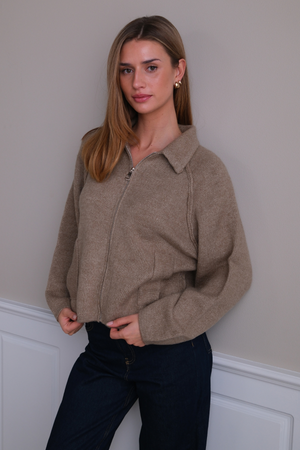 Selma Strickreißverschluss – Beige