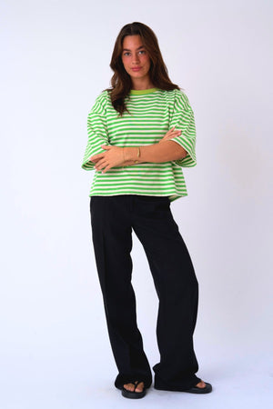 Zoe T-Shirt – Grün/Weiß