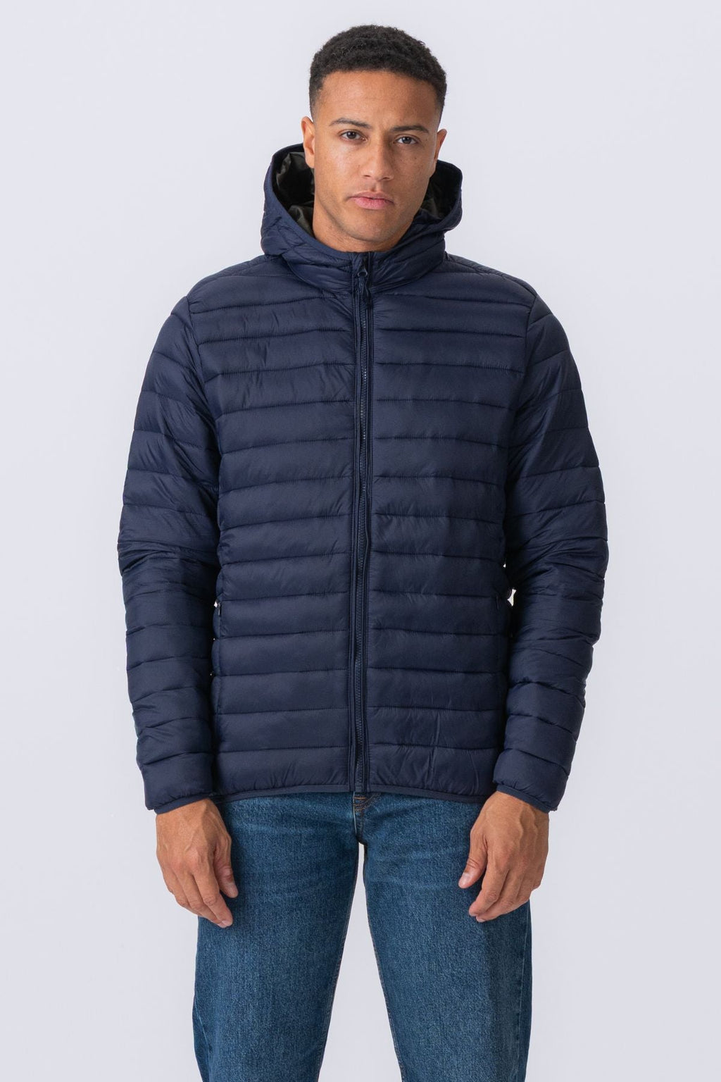 Leichte Pufferjacke mit Kapuze - Navy