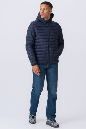 Leichte Pufferjacke mit Kapuze - Navy