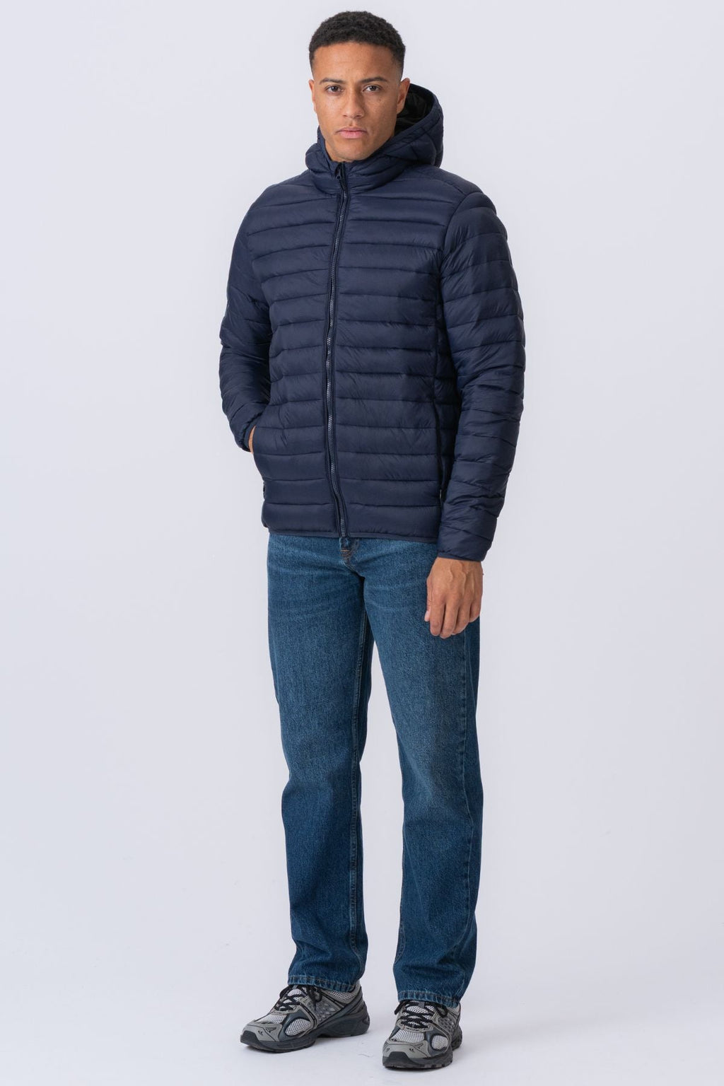 Leichte Pufferjacke mit Kapuze - Navy