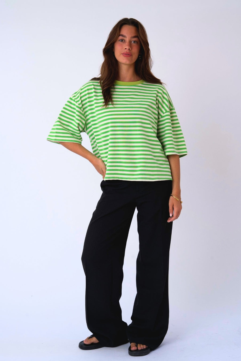 Zoe T-Shirt – Grün/Weiß