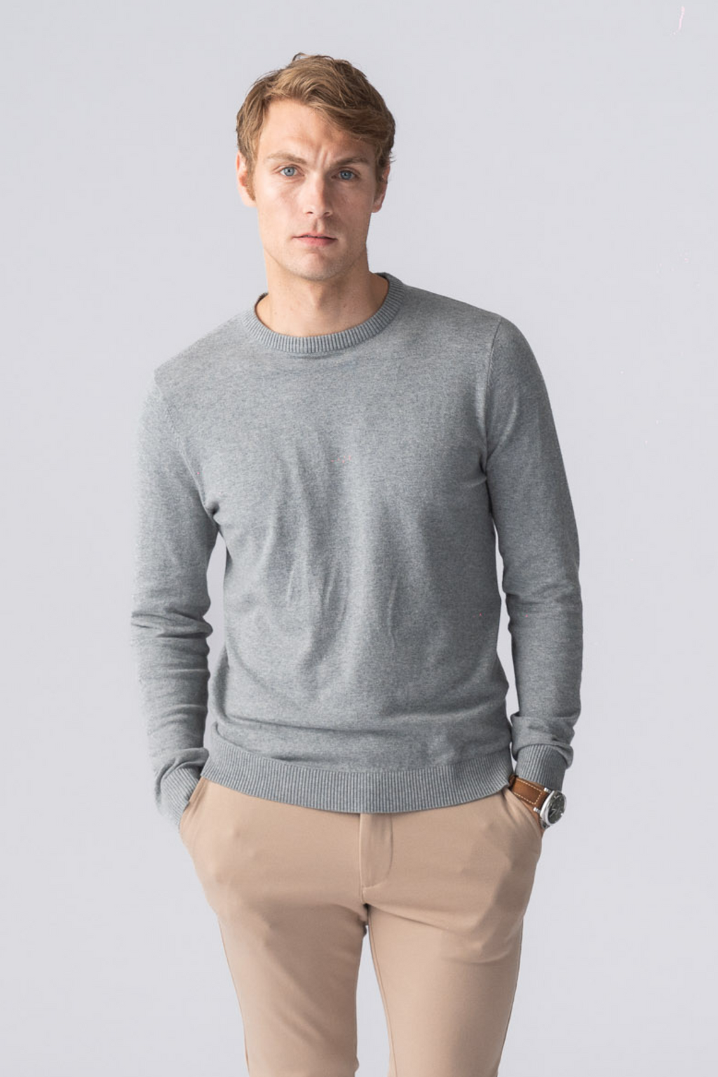 Pullover Roundneck - graue Melange