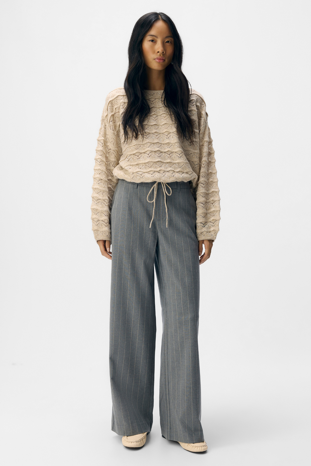 Lisa Wide Hosen AOP - mittel graue Melange