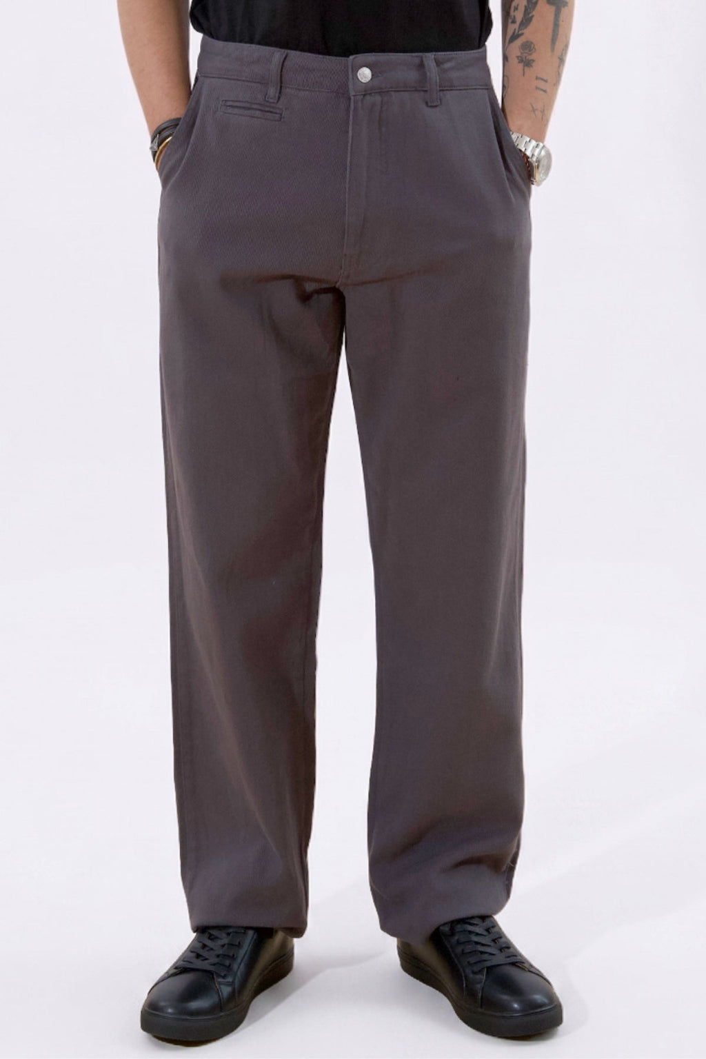 Gerade geschnittene Baumwoll-Chino – Grau