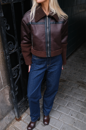 Daisy Shearling Jacke - Brown/Schwarz