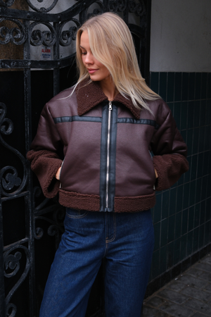 Daisy Shearling Jacke - Brown/Schwarz