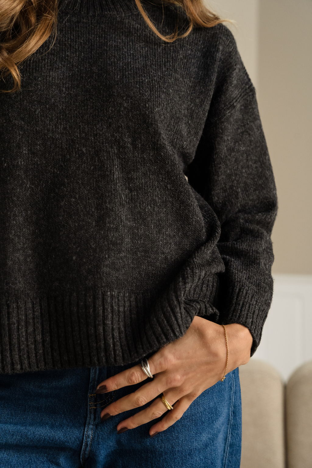 Emma Knit – Dunkelgrau Melange