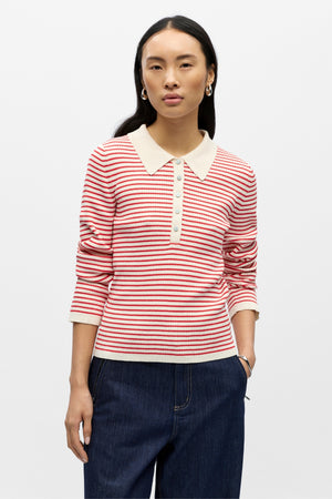 Kelly Polo Strickpullover – Birke Poinsettia