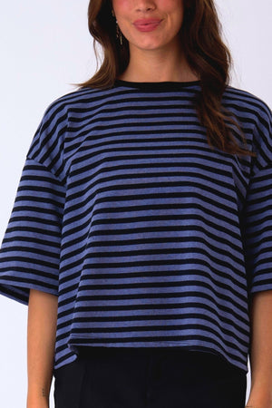 Zoe-Bluse - Schwarz/Jeansblau