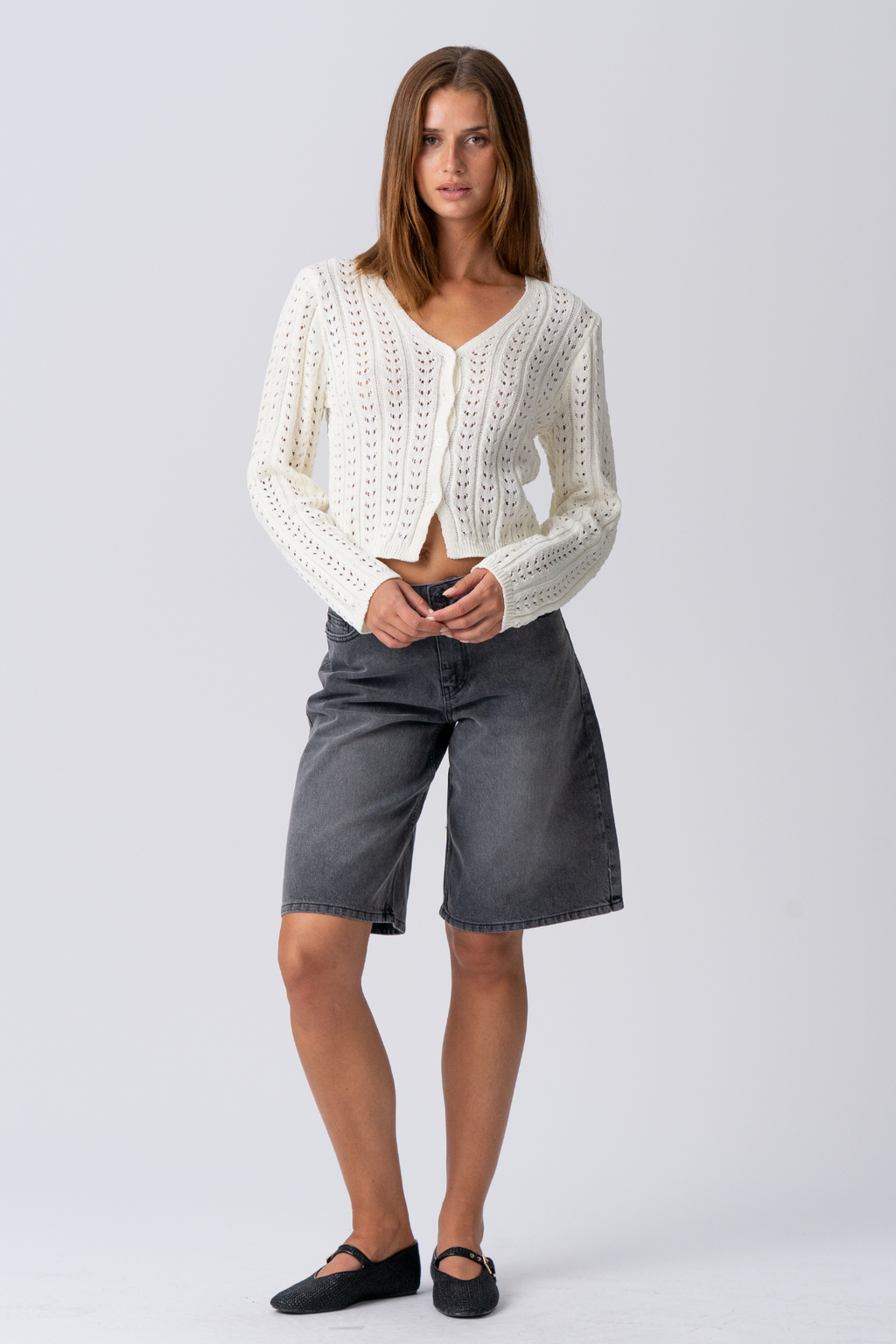 Denim Jorts - schwarzer Denim