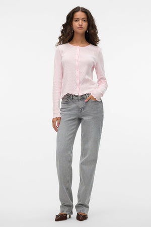 Isa O-Neck-Strickjacke-Pink A-Boo