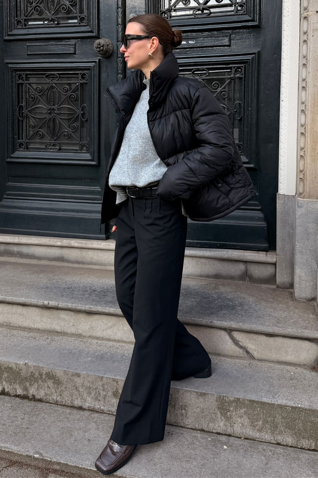 Kurze Pufferjacke - Schwarz