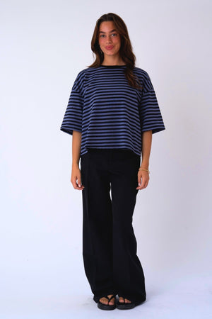 Zoe-Bluse - Schwarz/Jeansblau