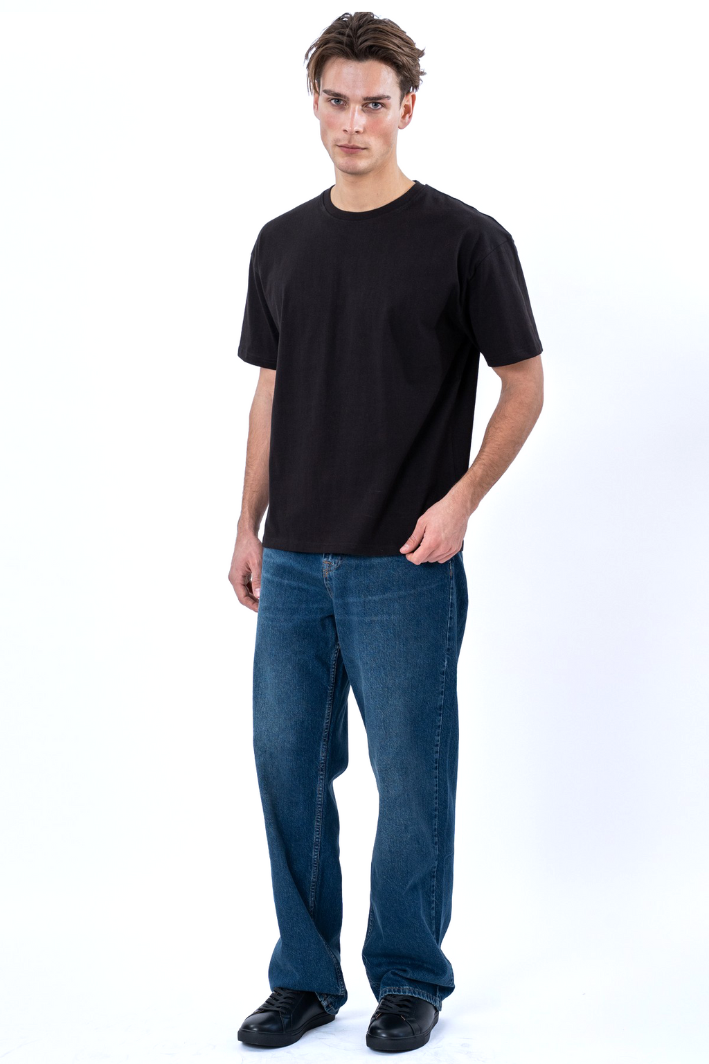 Kastenförmiges T-Shirt - Schwarz