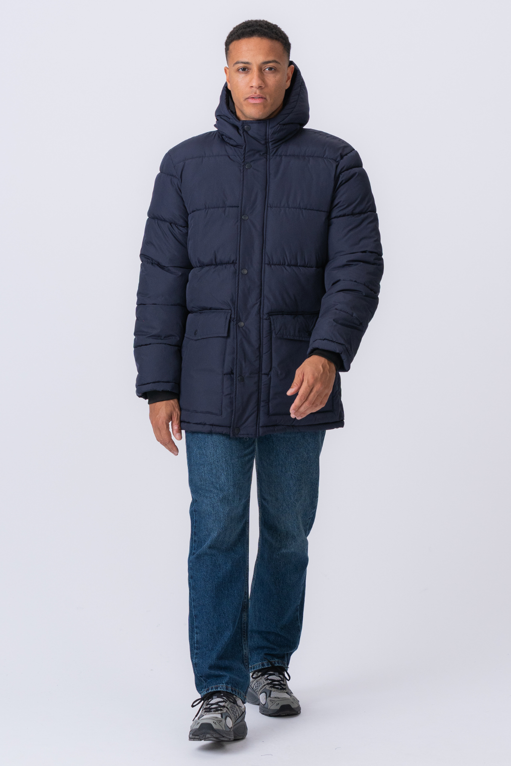 Lange Pufferjacke - Marine