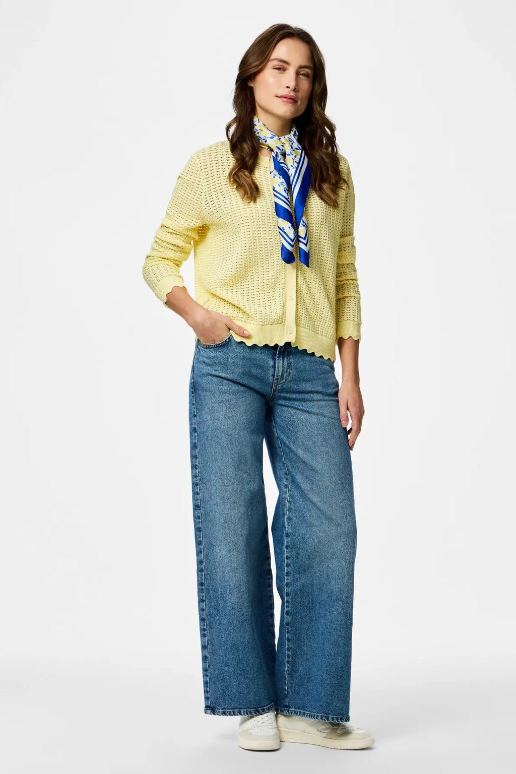 Scout-Strickjacke mit O-Ausschnitt – Französische Vanille