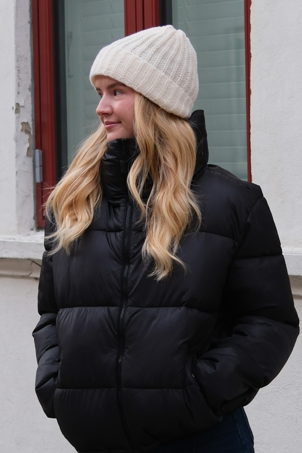 Gerippte Mütze - leichtes Beige