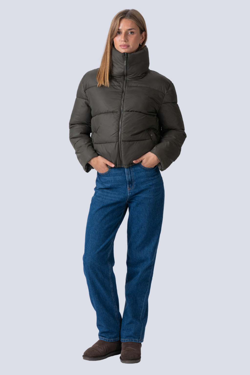 Kurzpufferjacke - Olive