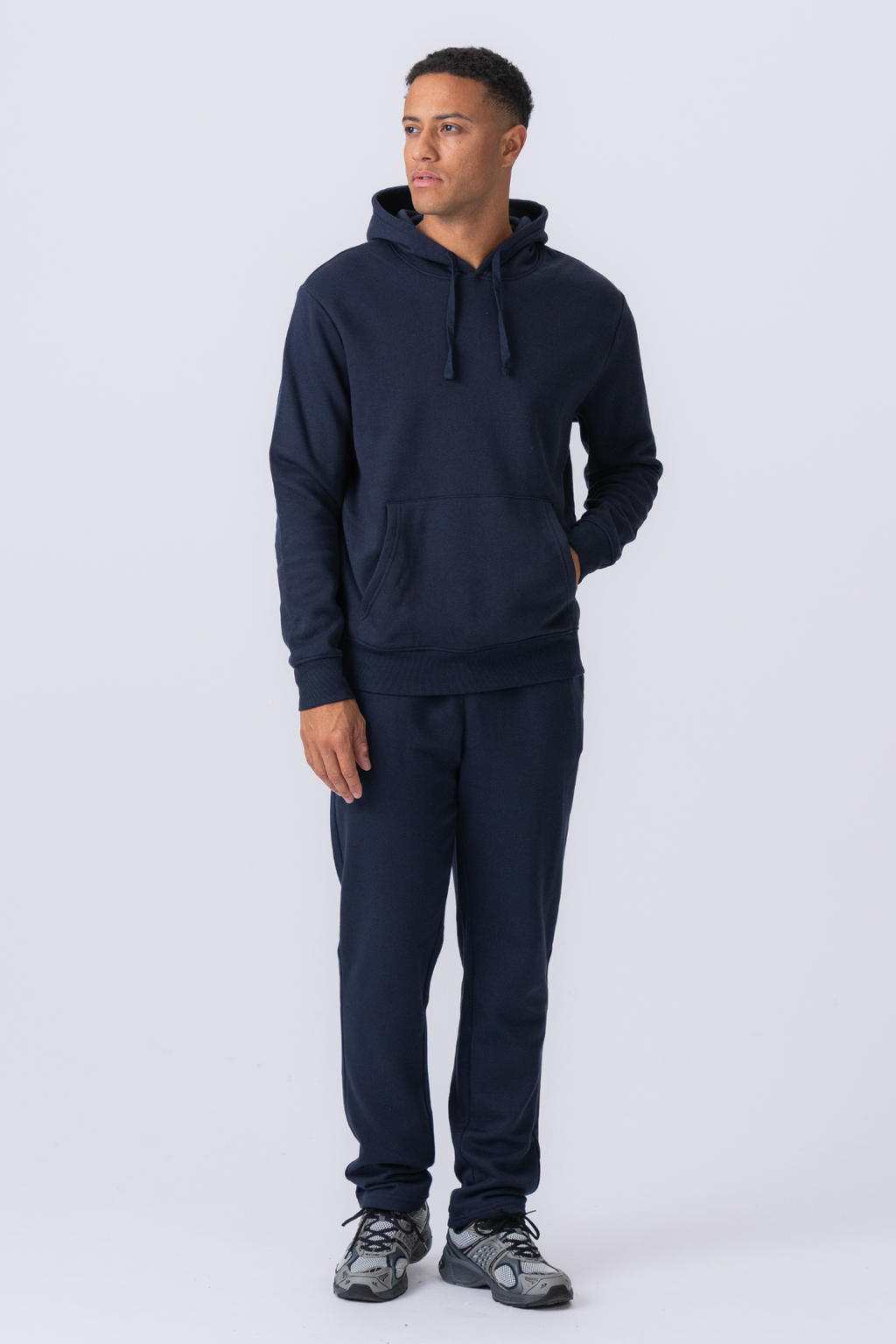 Essential Kapuzen-Sweatset – Marineblau
