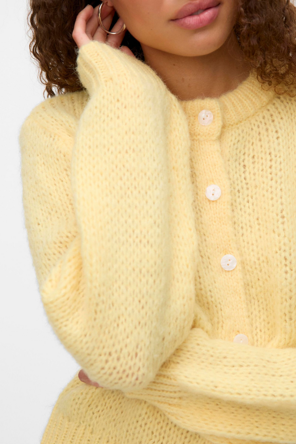 Wilo O -Neck -Strickjacke - blasse Banane