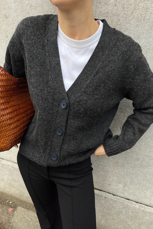 Strickjacke - dunkelgraue Melange
