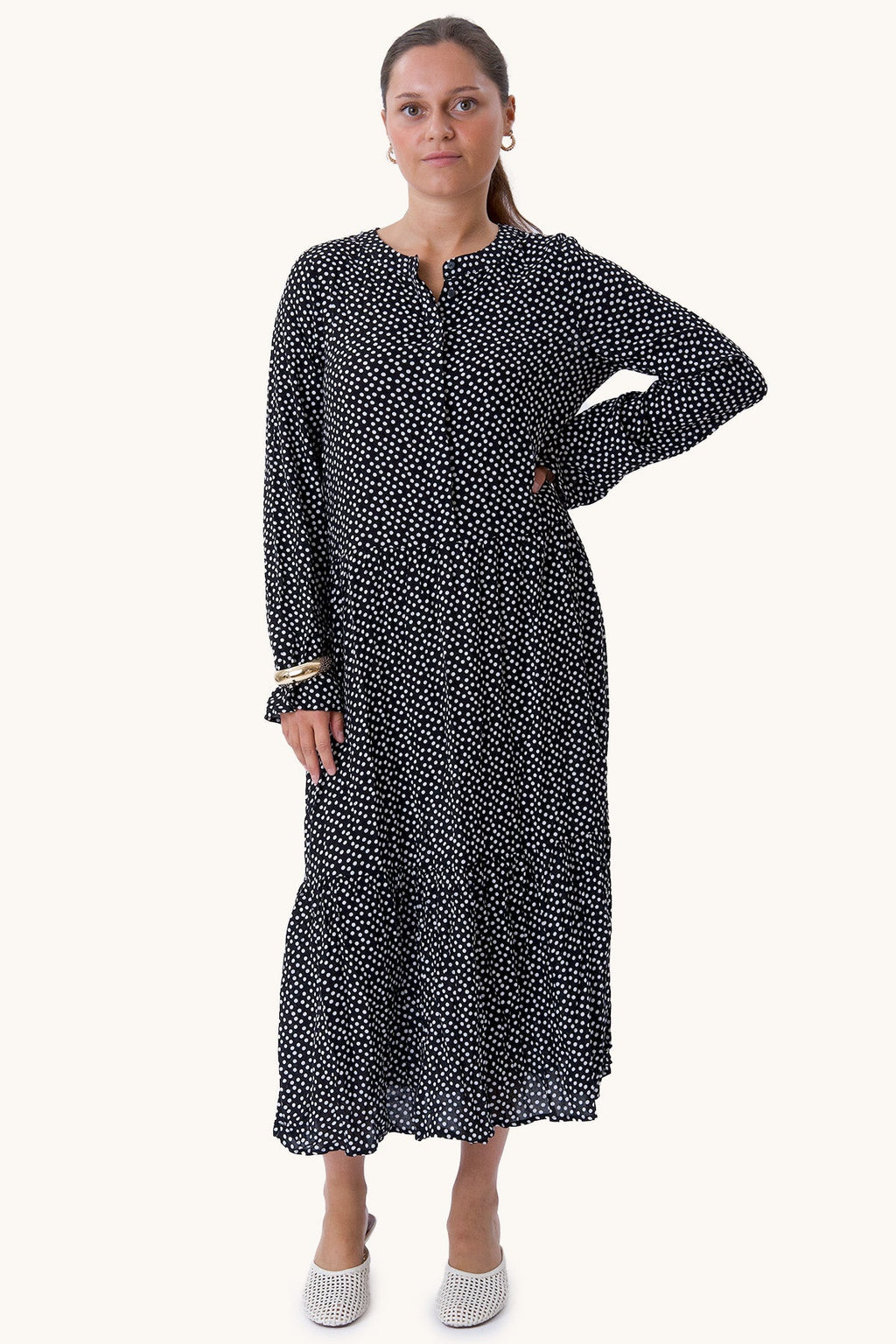 Anna Langarmed Kleid - schwarz
