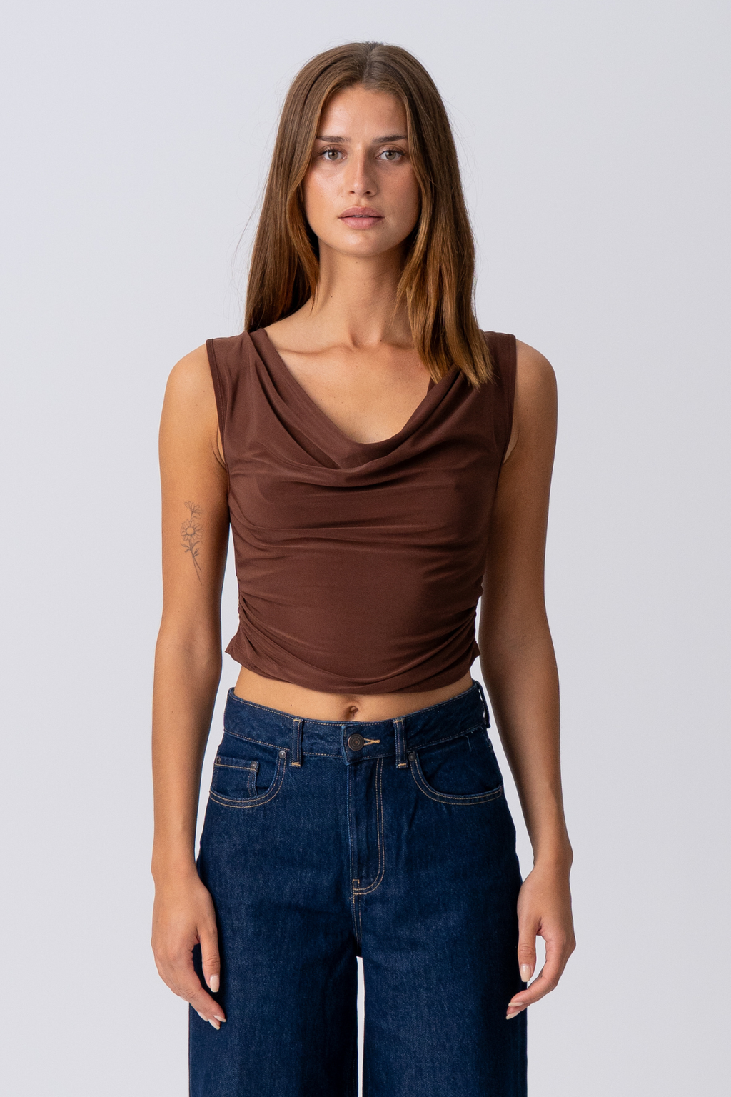 ELISA WASSERFALL TOP - BROWN