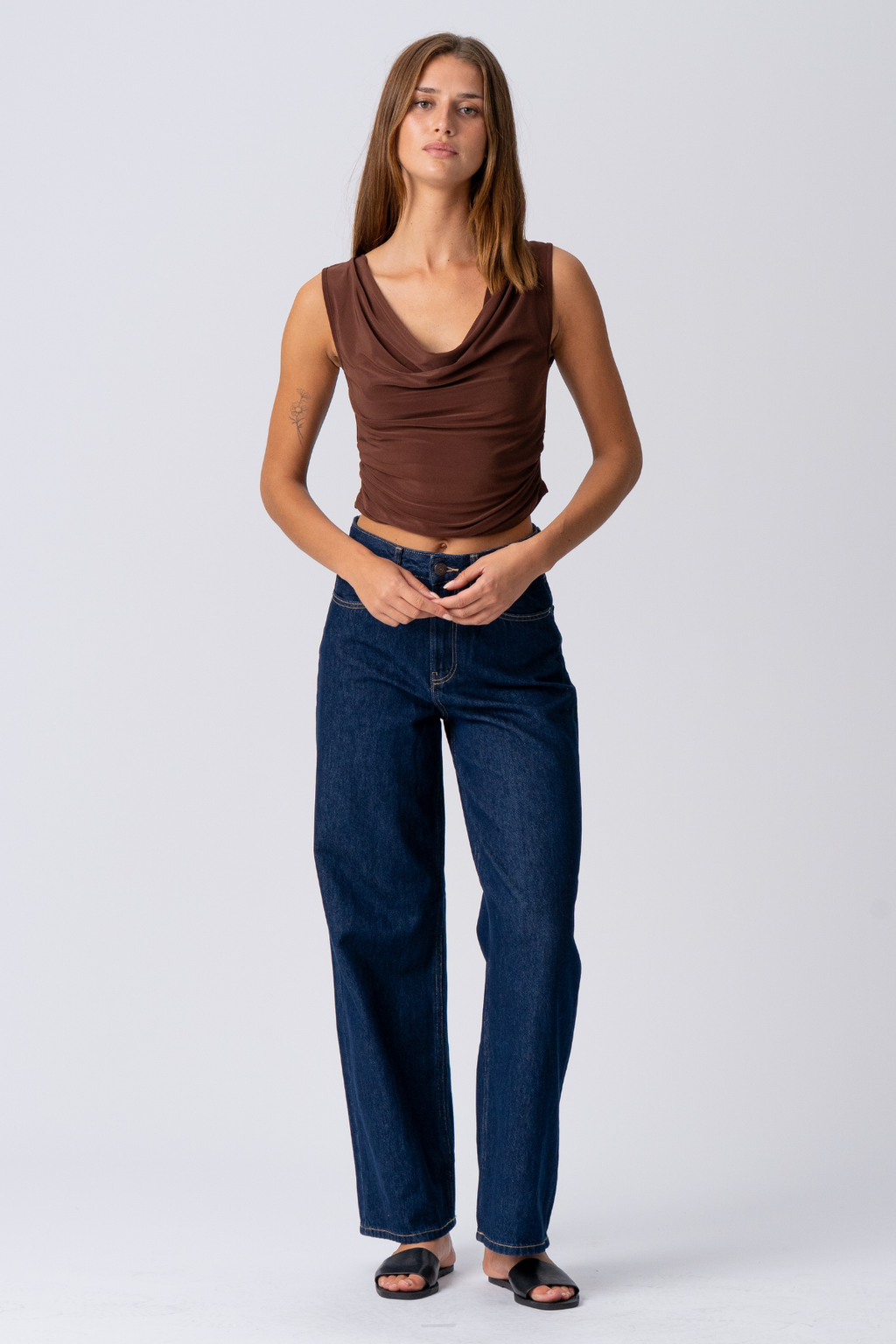 ELISA WASSERFALL TOP - BROWN