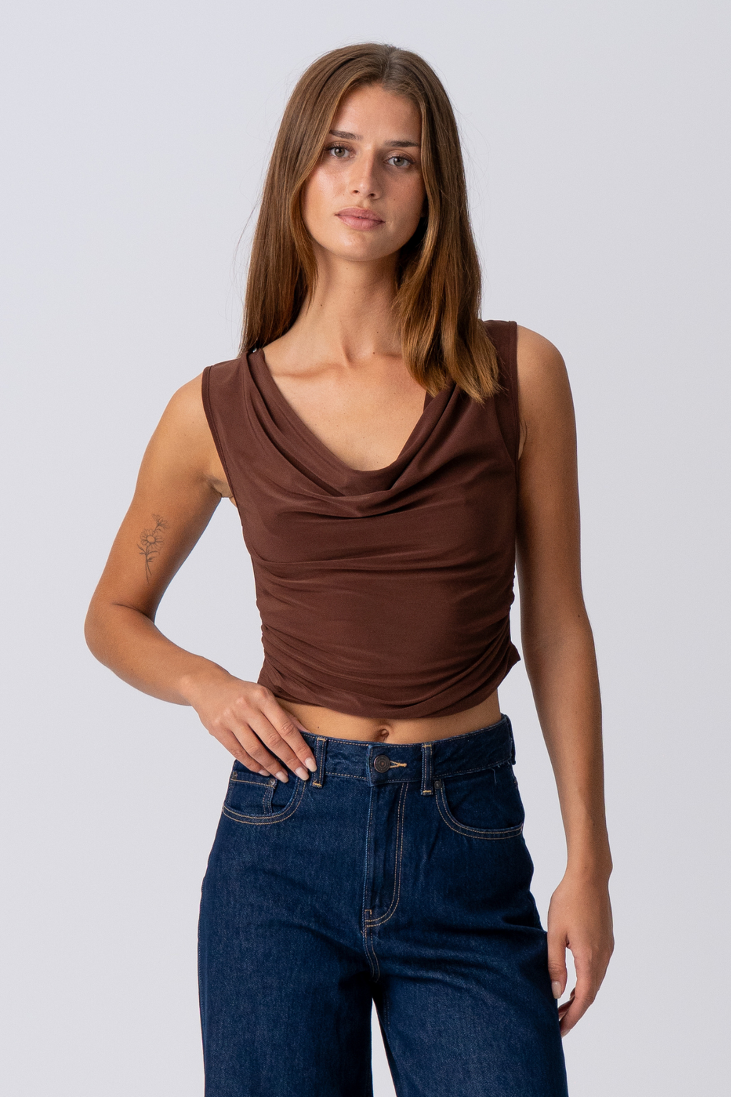ELISA WASSERFALL TOP - BROWN