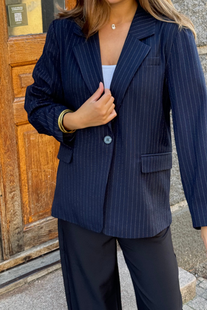 Oversized Blazer - Navy Nadelstreifen