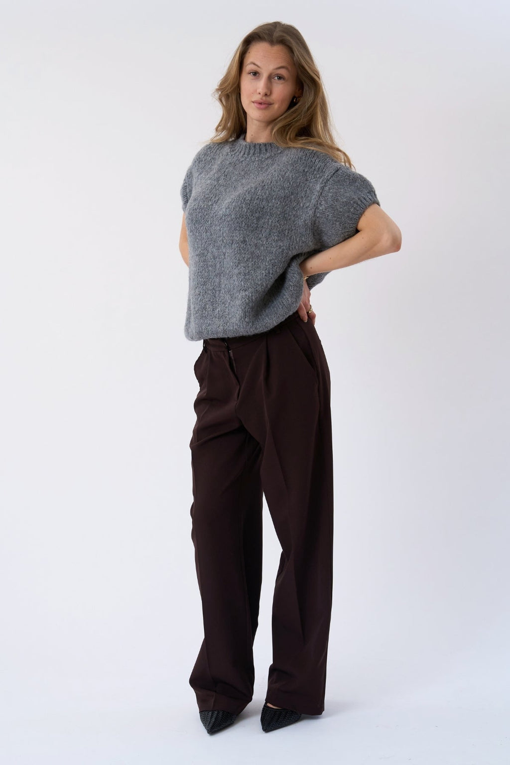 Chloe Kurzarmstrick – Grau