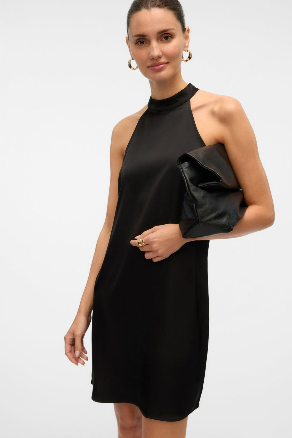 Elena Halter Neck Kurzkleid - Schwarz