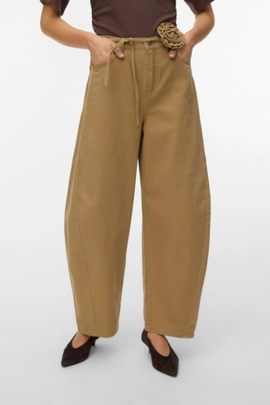 Kaitlin Wide Coloured Barrel Jeans – Kelp