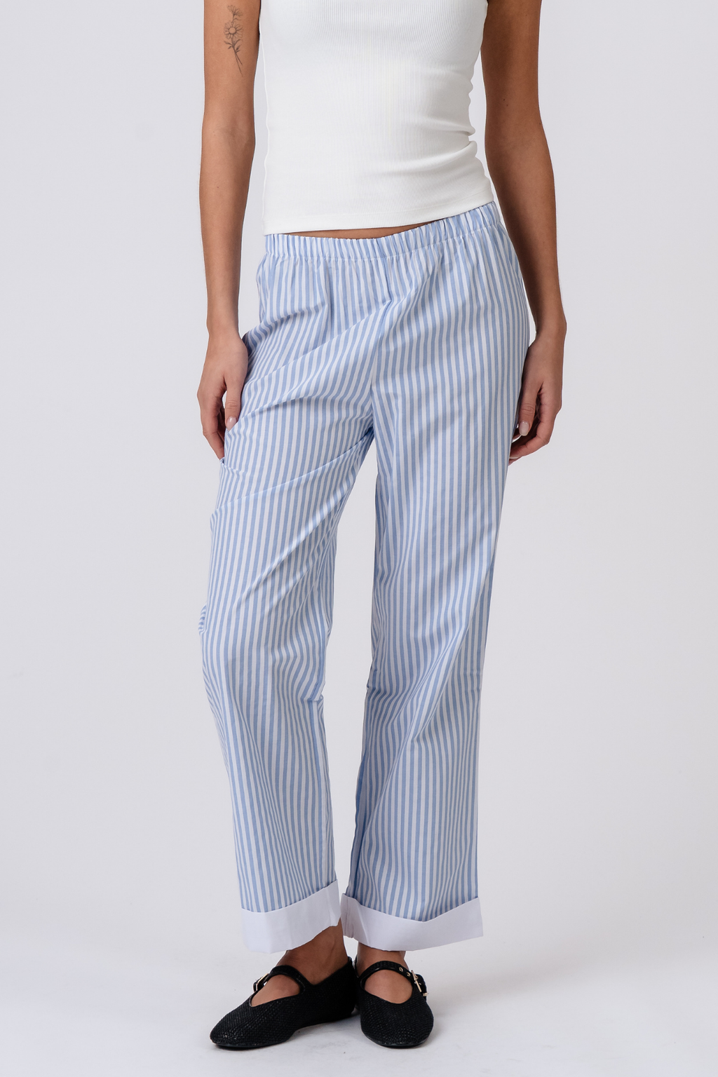 Layla gestreift Pants - Hellblau