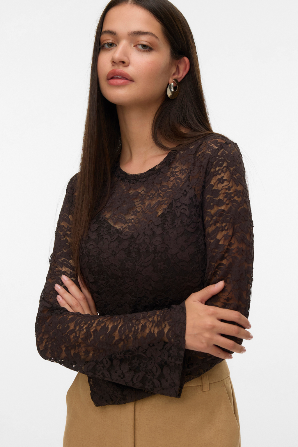 Kanya O -Neck Short Top - Schokoladen Torte