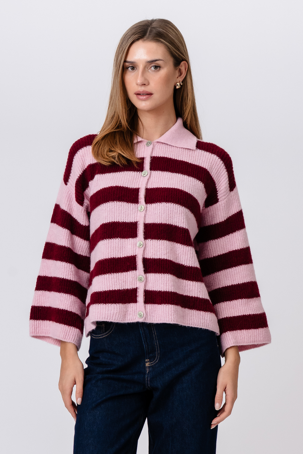 Josie Polo Knit – Rosa/Burgund