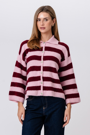 Josie Polo Knit – Rosa/Burgund