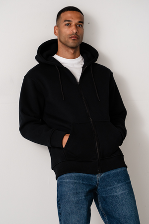 Entspannter Zip Hoodie - Schwarz