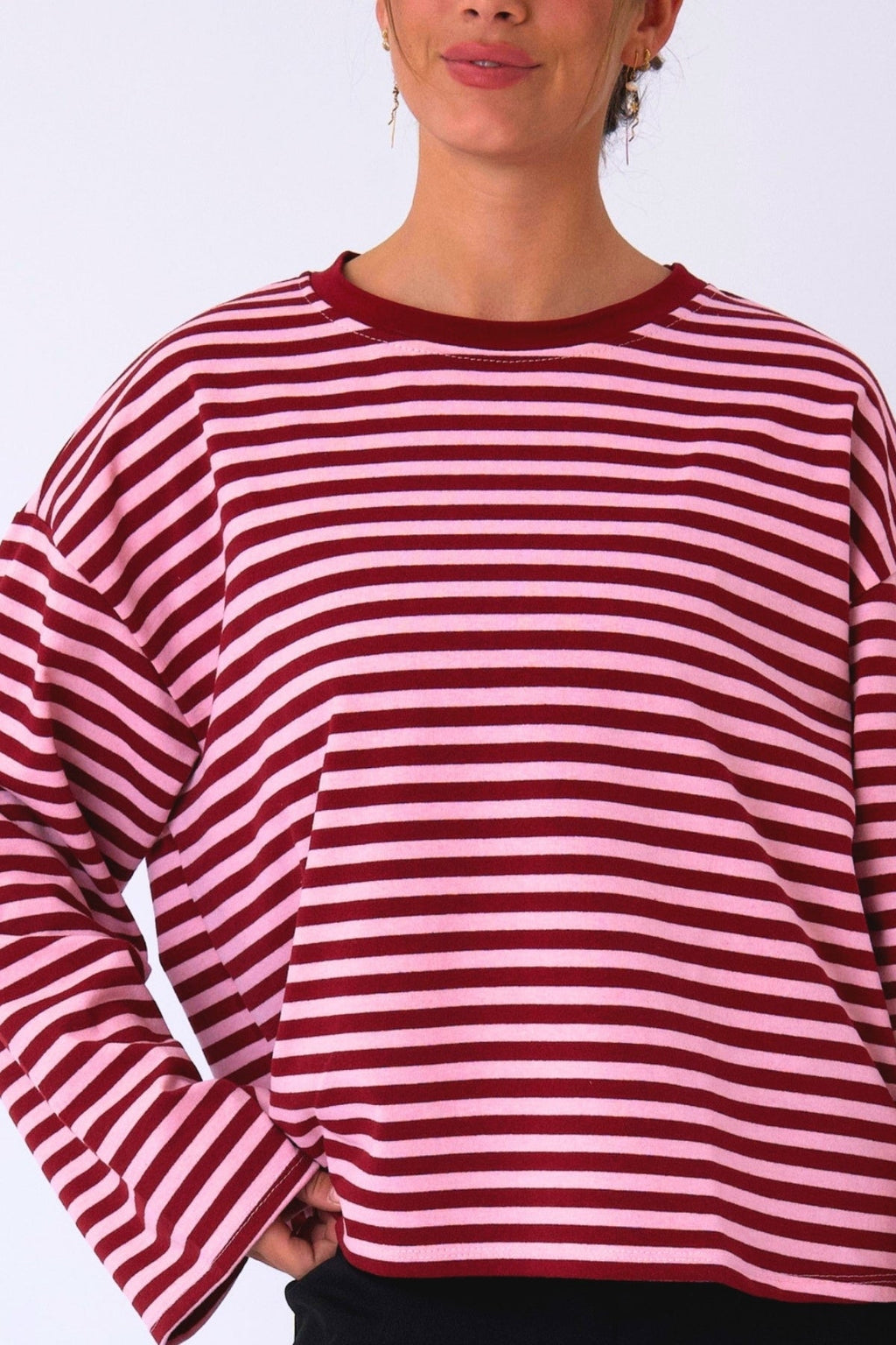 Cleo Bluse – Burgunderrot/Rosa
