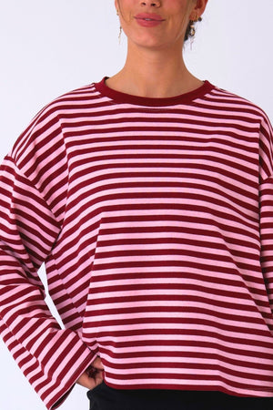 Cleo Bluse – Burgunderrot/Rosa