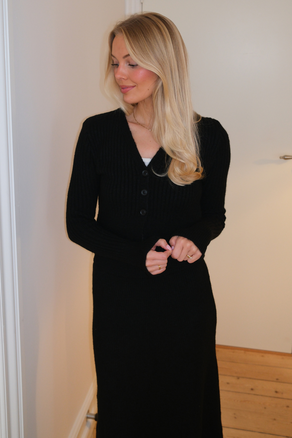 Nova Krawattenbluse gestrickt - Schwarz