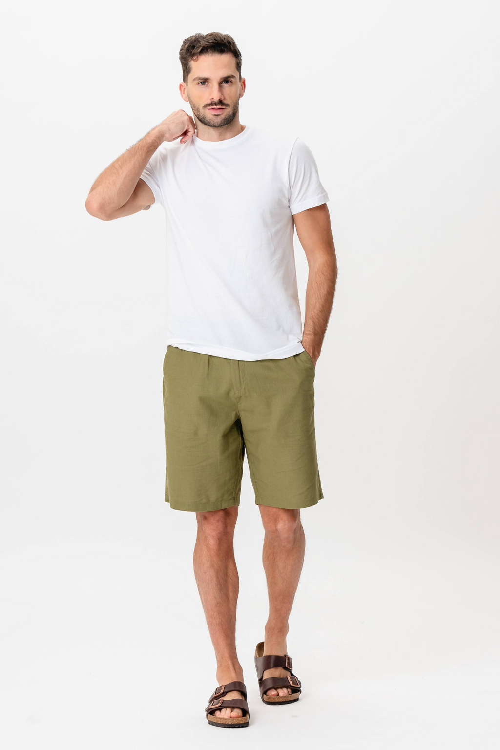 Leinen Shorts - Grün