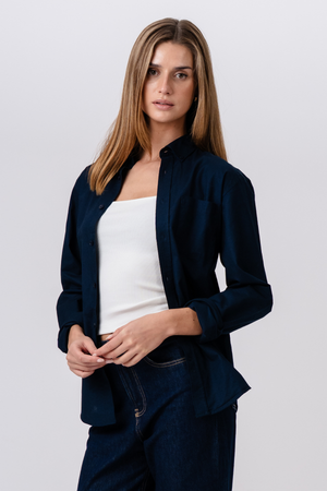 Boyfriend-Oxford-Hemd – Marineblau