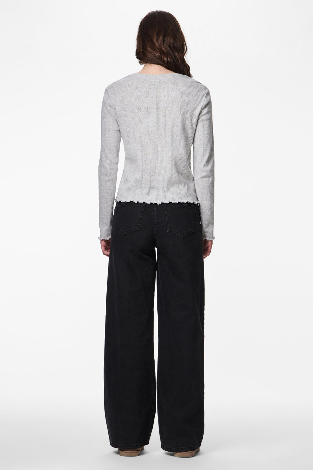 Marie O-Neck Top – Hellgrau Melange