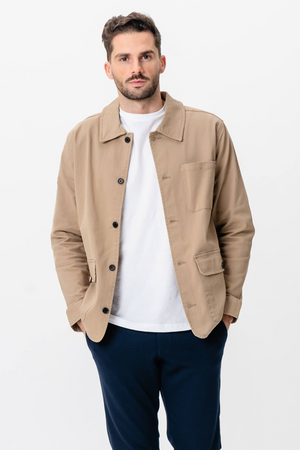 Twill -Hemdjacke - dunkler Sand