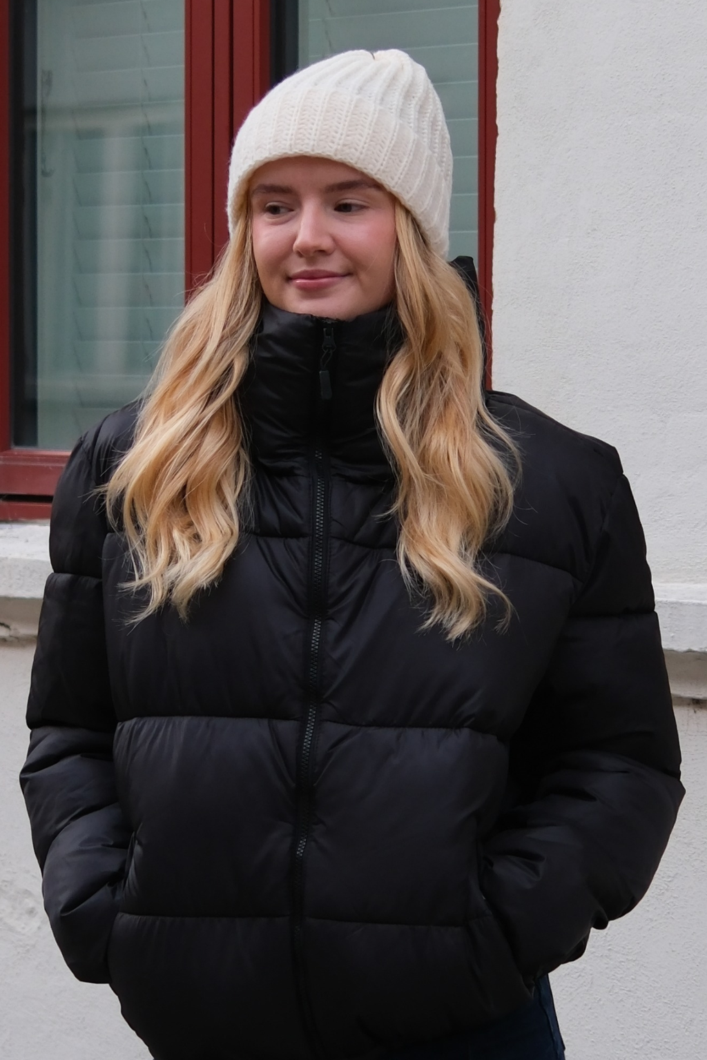 Gerippte Mütze - leichtes Beige