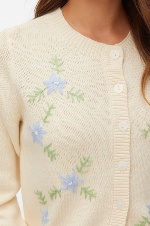 Camille Strickjacke mit O-Ausschnitt – Birke